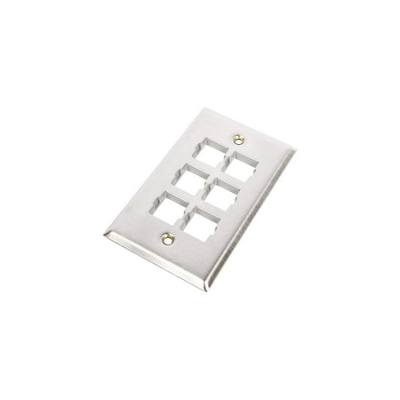 Commscope 6-PORT FLUSH MT UNLOADED, SGL GANG M-SERIES, 108615212 ST. STEEL M16SP